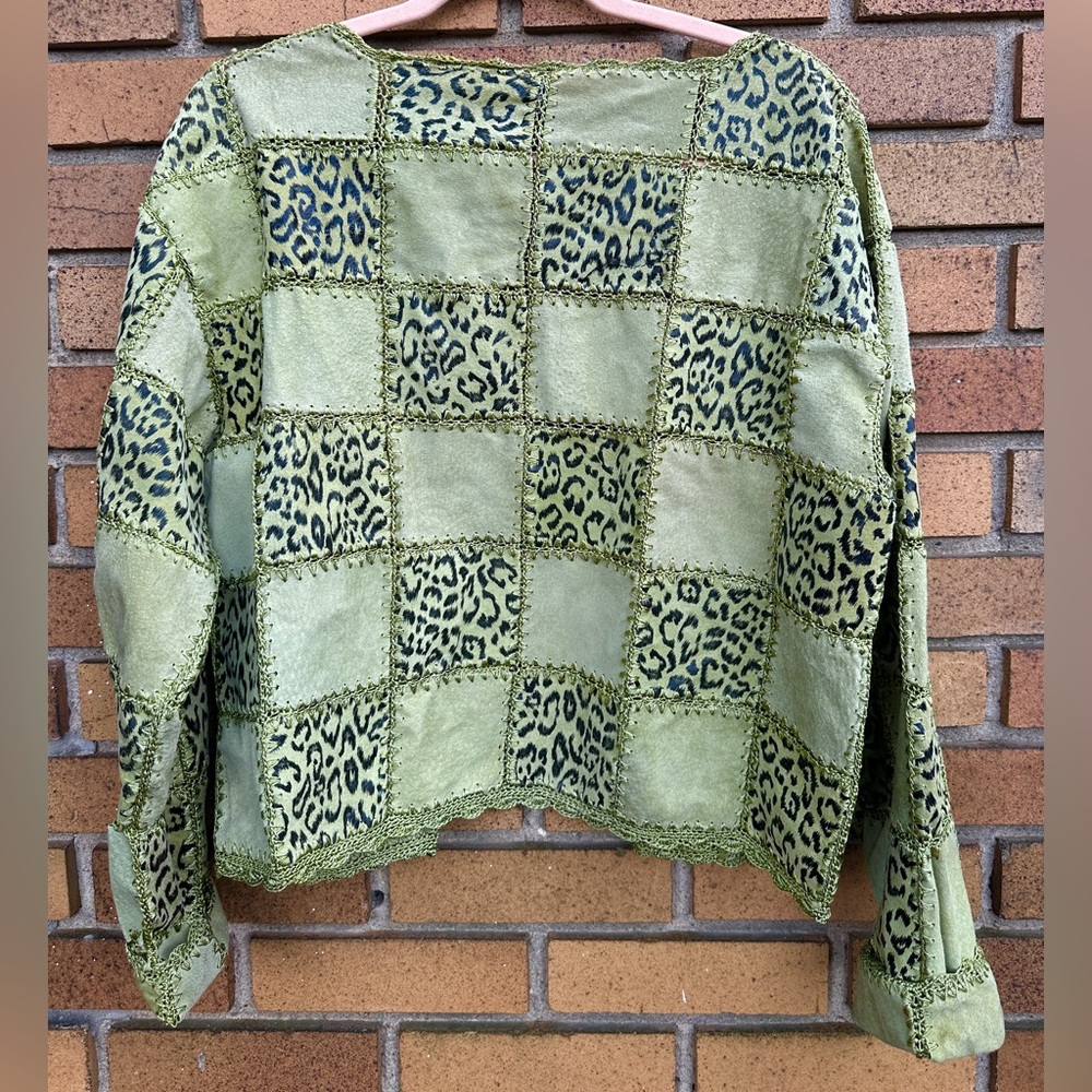 Patchwork Green Jacket With Animal Print - image 3
